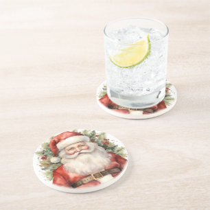 Vintage Christmas Santa Claus Smiling Coaster