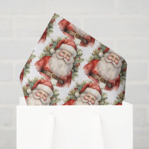 Vintage Christmas Santa Claus Smiling Pattern Tissue Paper