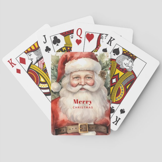 Vintage Christmas Santa Claus Smiling Playing Cards (Back)