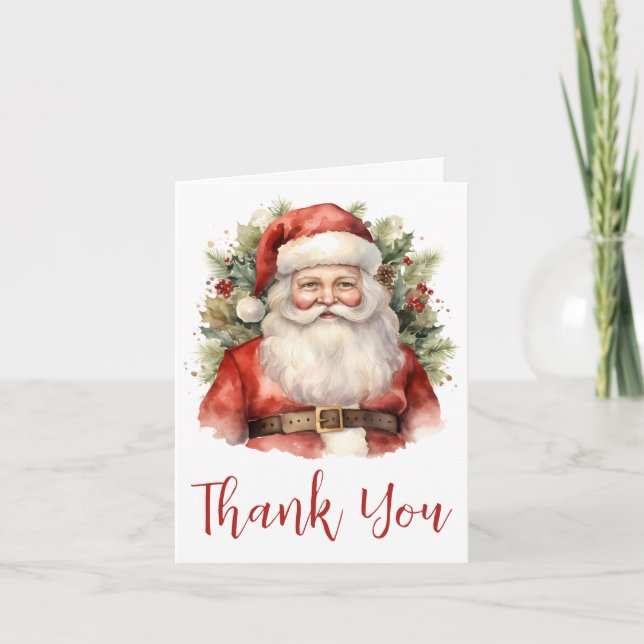 Vintage Christmas Santa Claus Smiling Thank You Card (Front)