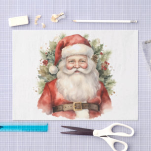 Vintage Christmas Santa Claus Smiling Tissue Paper