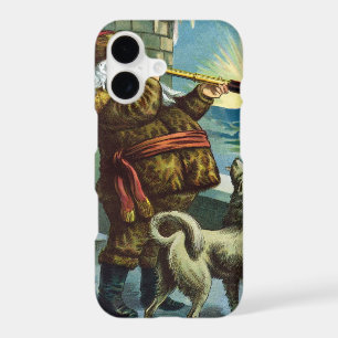 Vintage Christmas Santa Claus Telescope Dog Sunset