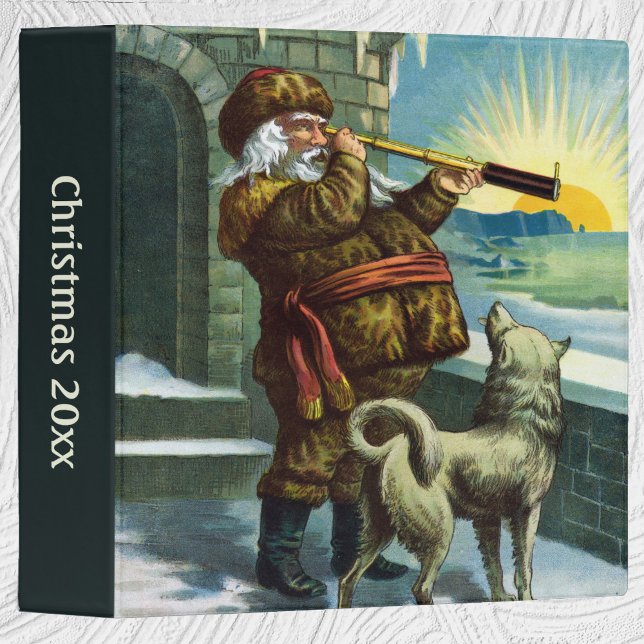 Vintage Christmas Santa Claus Telescope Dog Sunset Binder (Creator Uploaded)