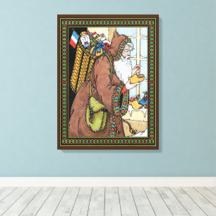 Vintage Christmas, Santa Claus Toys Clogs Shoes Canvas Print