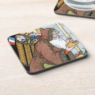 Vintage Christmas, Santa Claus Toys Clogs Shoes Coaster