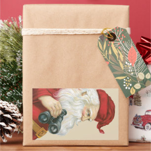 Vintage Christmas, Santa Claus with Binoculars Sticker