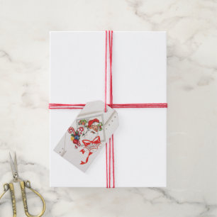 Vintage Christmas, Santa Claus with Candy Canes Gift Tags