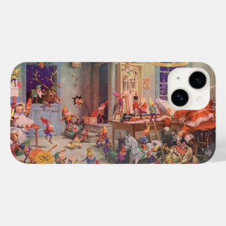 Vintage Christmas, Santa Claus with Elves Workshop Case-Mate iPhone 14 Case