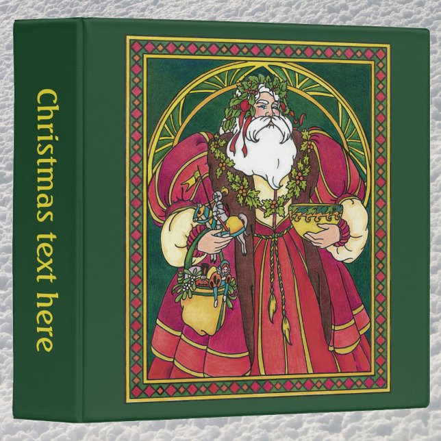 Vintage Christmas, Santa Claus with Holly Leaves Binder (Creator Uploaded)
