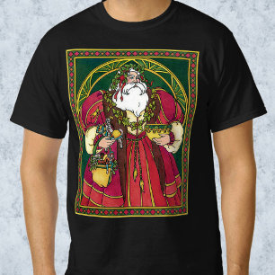 Vintage Christmas, Santa Claus with Holly Leaves T-Shirt
