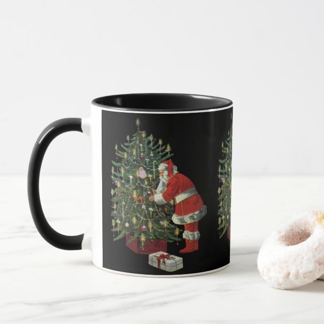 Vintage Christmas, Santa Claus with Presents Mug (With Donut)