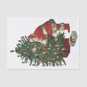 Vintage Christmas, Santa Claus with Presents Tissue Paper