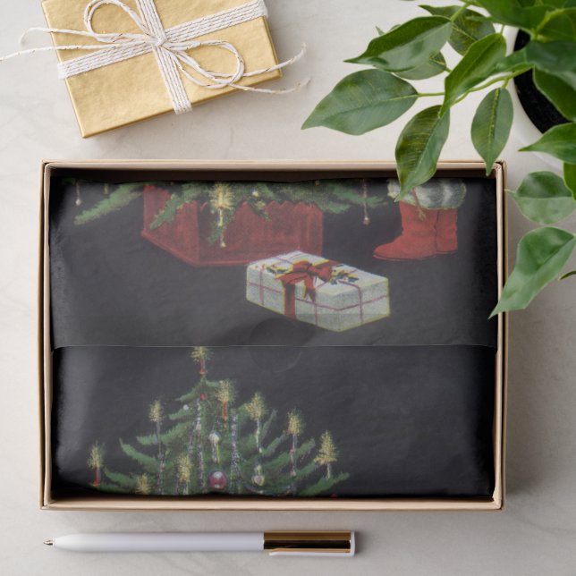 Vintage Christmas, Santa Claus with Presents  Tissue Paper (Gift)