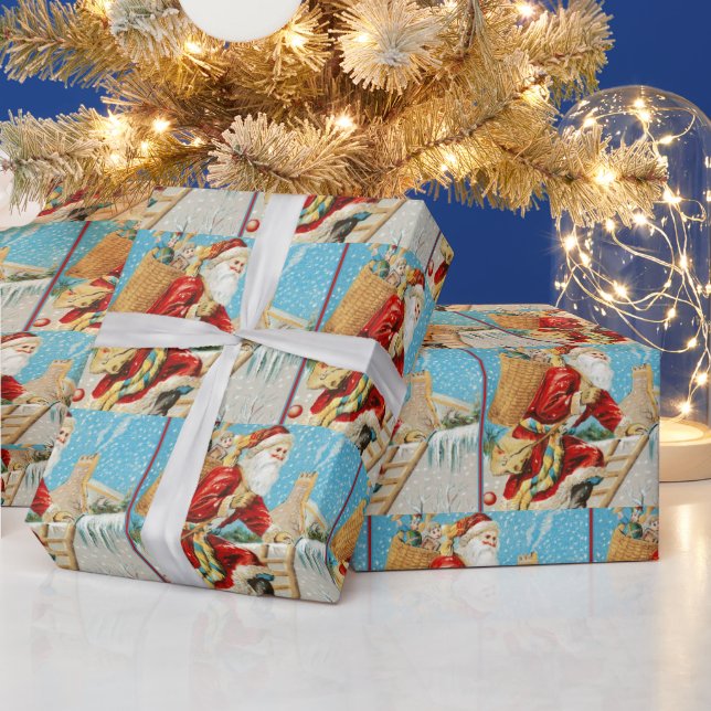 Vintage Christmas Santa Claus with Presents  Wrapping Paper (Holidays)