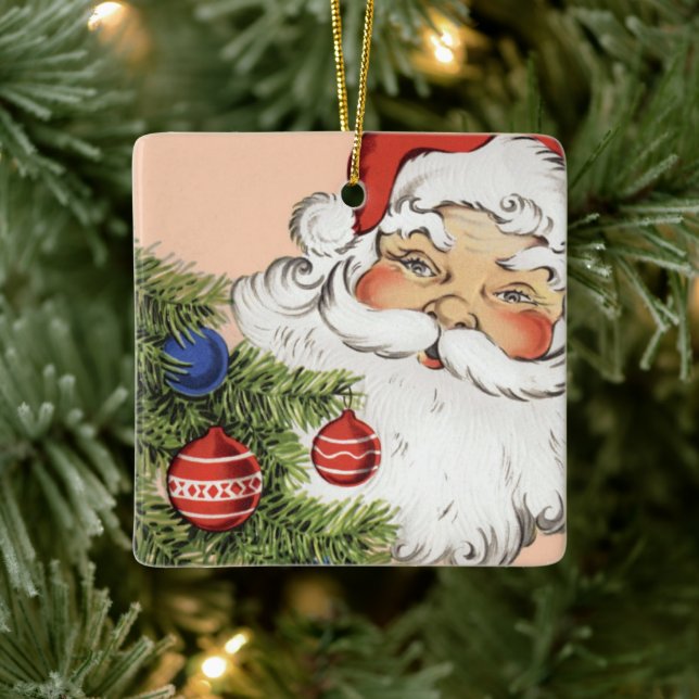 Vintage Christmas Santa Claus with Tree Ornaments (Tree)
