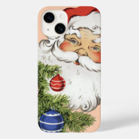 Vintage Christmas Santa Claus with Tree Ornaments