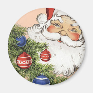 Vintage Christmas Santa Claus with Tree Ornaments Magnet