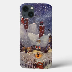 Vintage Christmas, Santa Claus Workshop North Pole iPhone 13 Case