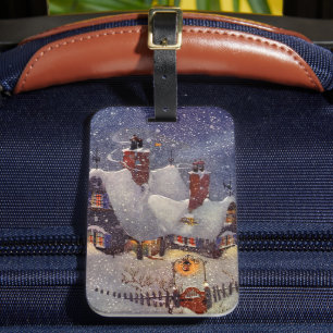 Vintage Christmas, Santa Claus Workshop North Pole Luggage Tag