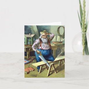 Vintage Christmas, Santa Claus Workshop Thank You Card