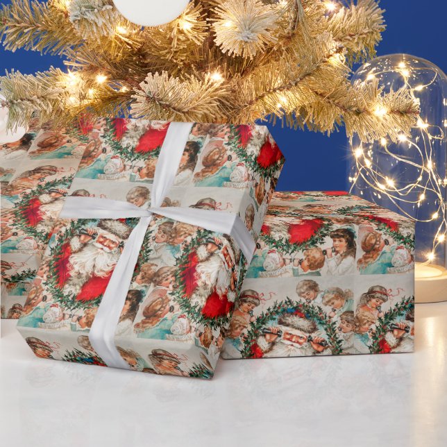 Vintage christmas santa claus wrapping paper (Holidays)