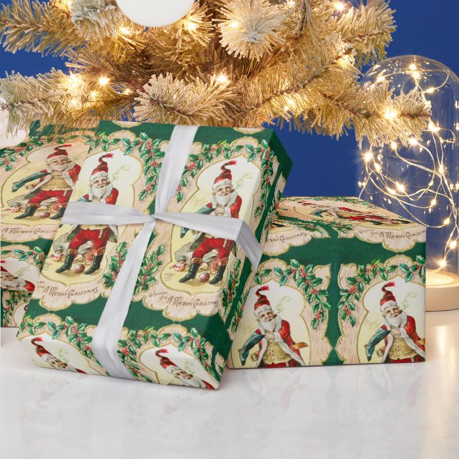 Vintage christmas santa claus wrapping paper (Holidays)