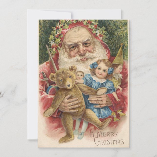 Vintage Christmas Santa Creeper Holiday Card (Front)