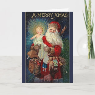 Vintage Christmas - Santa & Divine Angel Child, Card