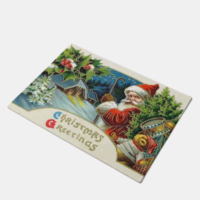 Vintage Christmas Santa Doormat (Angled)
