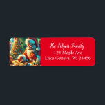 Vintage Christmas Santa Eating Cookies<br><div class="desc">Personalized return address labels. Cute Santa eating chocolate chip cookies on Christmas Eve stickers with a vintage vibe.</div>