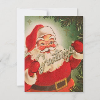 Vintage Christmas Santa Greetings Holiday Card