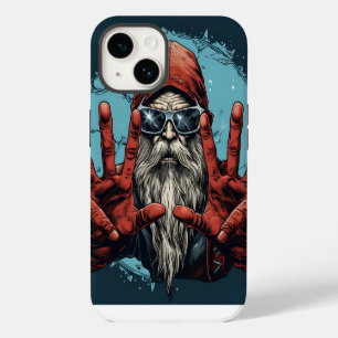 Vintage Christmas Santa Heavy Metal Rock and Roll iPhone 14 Case