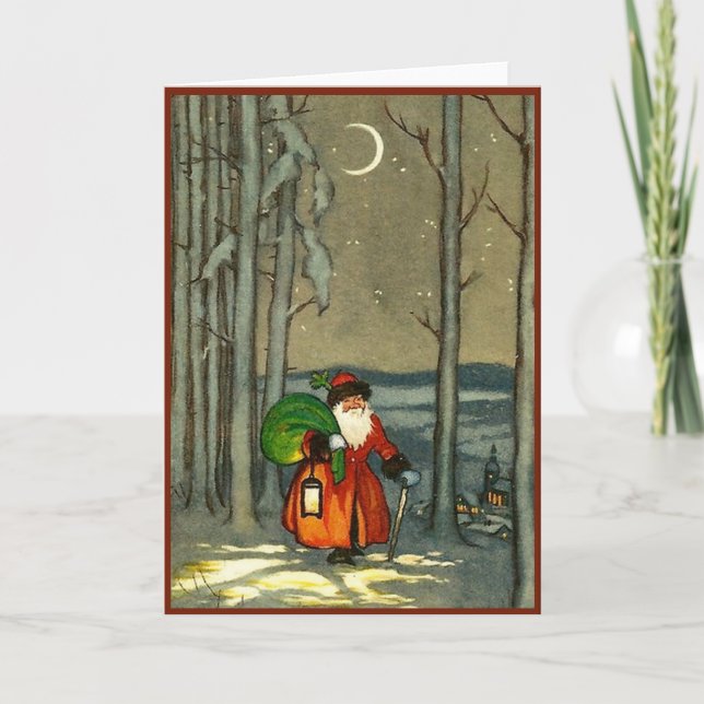 Vintage Christmas Santa  Holiday Card (Front)
