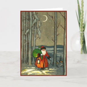 Vintage Christmas Santa  Holiday Card