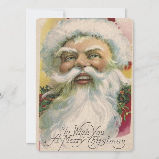 Vintage Christmas Santa Holiday Card (Front)