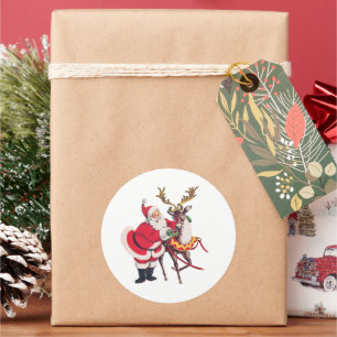 vintage Christmas Santa Holiday Classic Round Sticker
