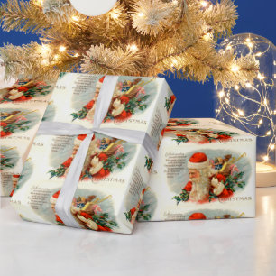 Vintage Christmas Santa Holiday party wrap Wrapping Paper