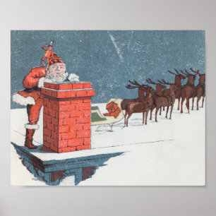 Vintage Christmas- santa  Holiday  Poster