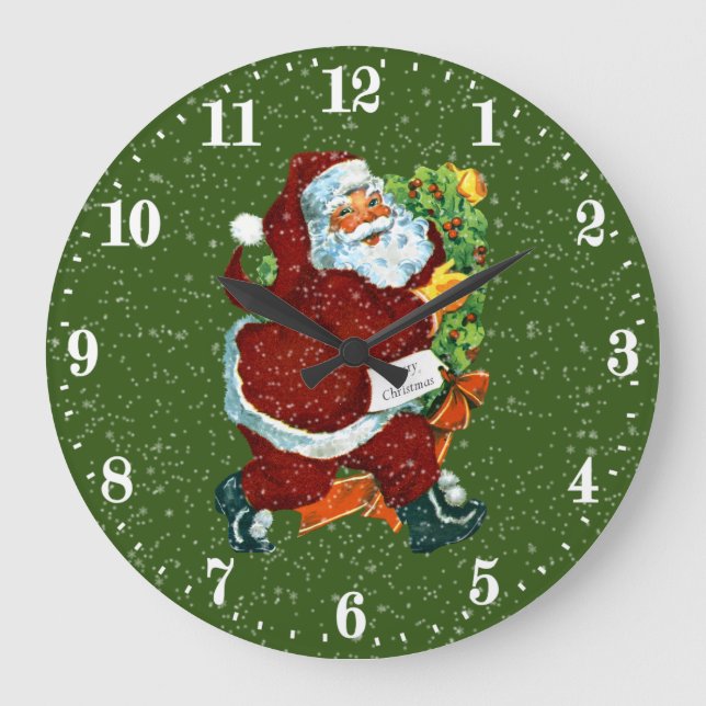Vintage Christmas Santa Holiday wall clock (Front)