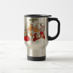 Vintage Christmas Santa Kissing Mrs Claus Travel Mug