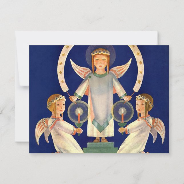 Vintage Christmas, Santa Lucia Angels Invitation (Front)