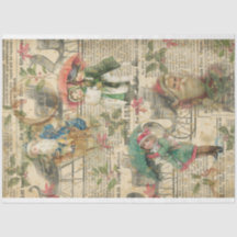 Vintage Christmas Santa Old Newspaper Children