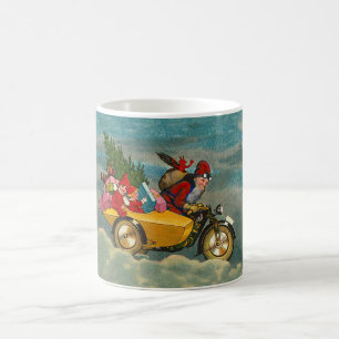 Vintage Christmas Santa on motorbike Coffee Mug