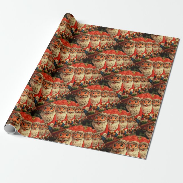 Vintage Christmas Santa Paper Mache (Unrolled)