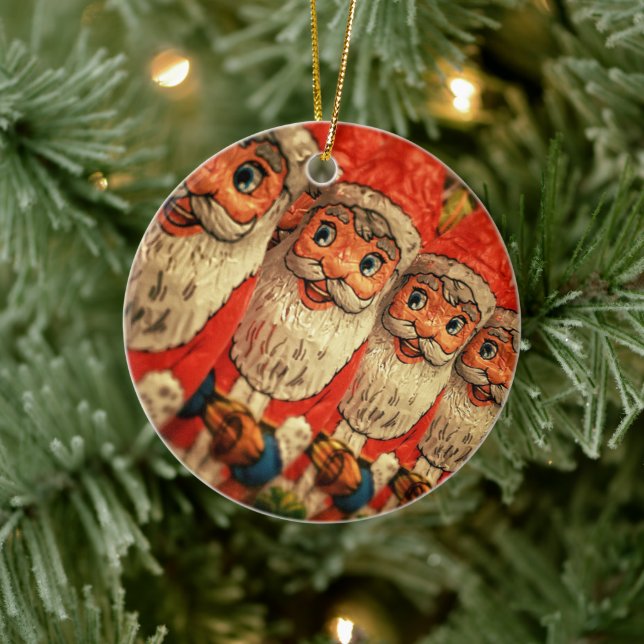 Vintage Christmas Santa Paper Mache Ceramic Ornament (Tree)