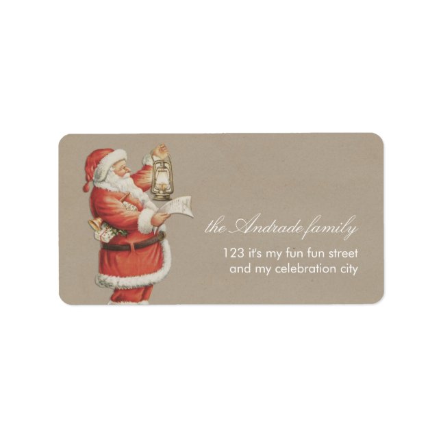 Vintage Christmas Santa Personalized Holiday Label (Front)