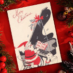 Vintage Christmas Santa Playing Piano For Deer Holiday Card<br><div class="desc">Vintage Christmas Santa Playing Piano For Deer.</div>