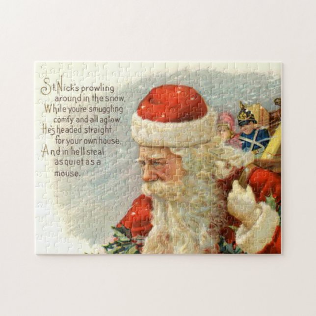 vintage Christmas Santa poem Jigsaw Puzzle (Horizontal)