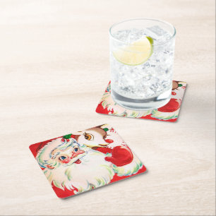 Vintage Christmas Santa reindeer party coaster