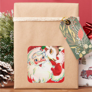 Vintage Christmas Santa reindeer retro sticker